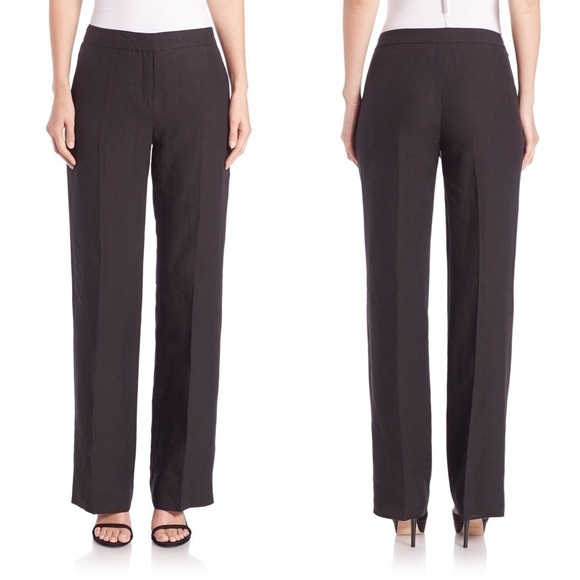 MaxMara Black Wide Leg Agami Linen Pants 4 - Picture 1 of 8